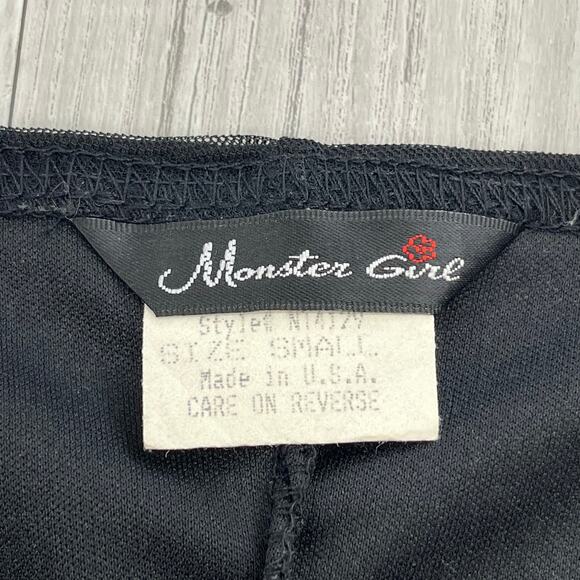 Vintage Y2K Monster Girl Sheer Mesh Lined Dainty Flower Fitted Goth Fairy Dress - Picture 6 of 11